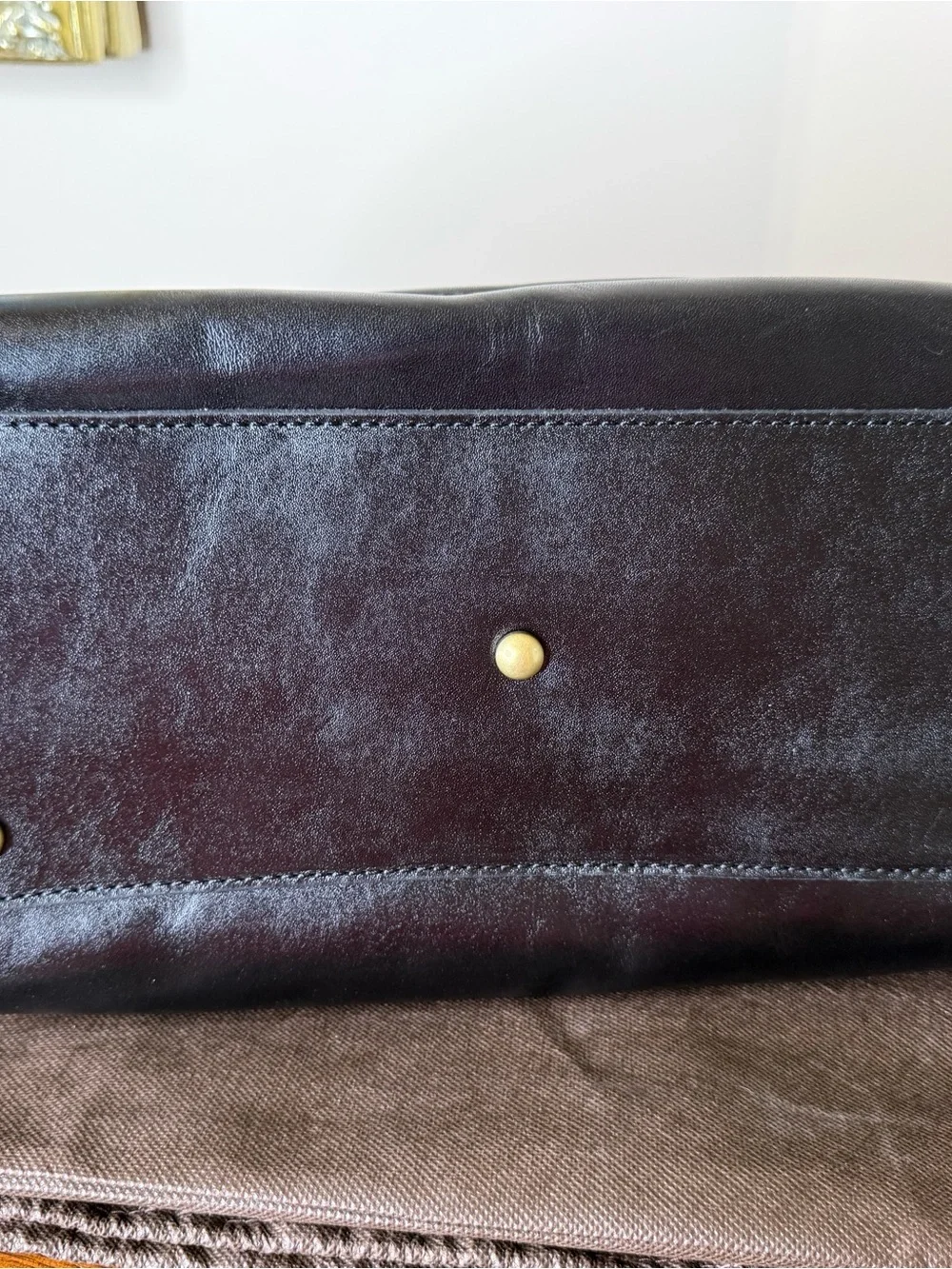 Patricia Nash Black and Light Gray Leather Frame Satchel